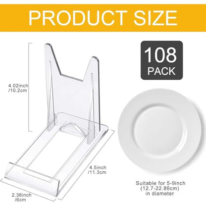 Zonon Acrylic Plate Stands for Display Adjustable Plastic Stand Holders Picture Plate Holders Clear Mini Easels Stands to Display Pictures for Home Office Supplies Festival Party Decoration(10 Pcs)