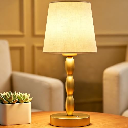 CASTLELIFE Rechargeable Cordless Table Lamp, 5000mAh Battery Powered Touch Desk Lamp, 3-Level & Stepless Dimmable Night Light, Portable Bedside Lamp for Bedroom, Outdoor, Bulb Included, Gold - color: Gold