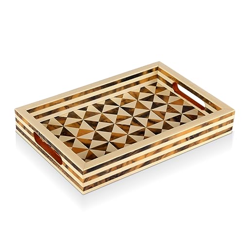 Handicrafts Home Handmade Resin Inlay Decorative Ottoman Serving Tray,12x8 - color: Multi Triangle