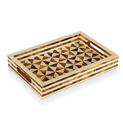 Handicrafts Home Handmade Resin Inlay Decorative Ottoman Serving Tray,12x8 - color: Multi Triangle