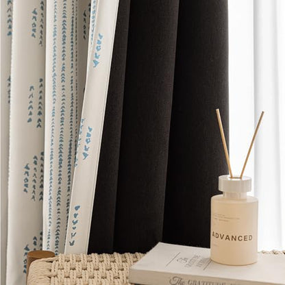 100% Blackout Blue Boho Curtains, 90 Inches, 2 Panels for Bedroom - color: Blue, size: 52"W x 90"L (Pack of 2)