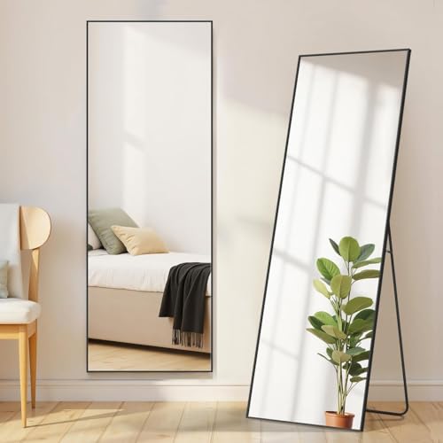 16"x59" Mirror Full Length, Upgraded Body Wall Mirrors - color: Black-rect, size: 59"L x 16"W