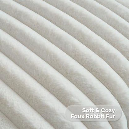 FUTEI Pack of 2 Faux Fur Throw Pillow Covers 28x28 Inch, Cream White - color: Cream White, size: 28" x 28" (Pack of 2)