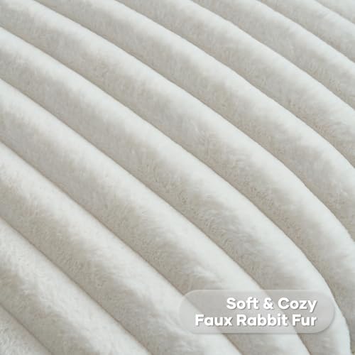 FUTEI Pack of 2 Faux Fur Throw Pillow Covers 28x28 Inch, Cream White - color: Cream White, size: 28" x 28" (Pack of 2)