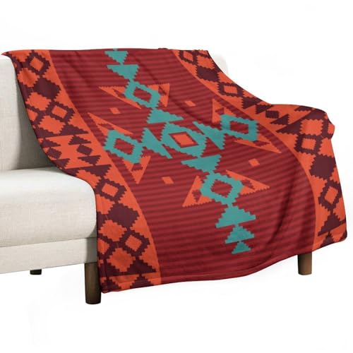 Aztec Throw Blanket, Red Native Southwestern Boho Blanket for Couch Bed Chair Outdoor Travel 30"x40" - color: Aztec-6, size: 30"x40"