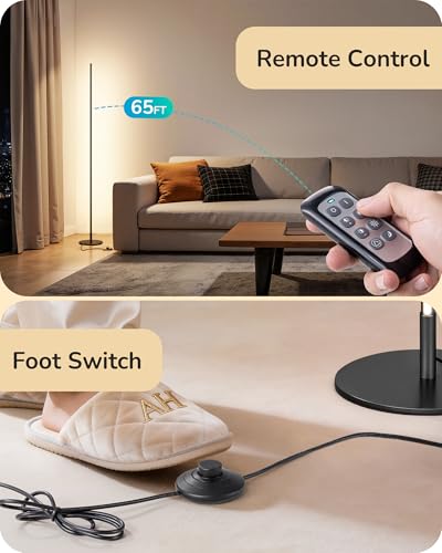 EDISHINE 2 Pack 57.5” Floor Lamp with Remote, Dimmable & 7 CCT Adjustable - color: Black