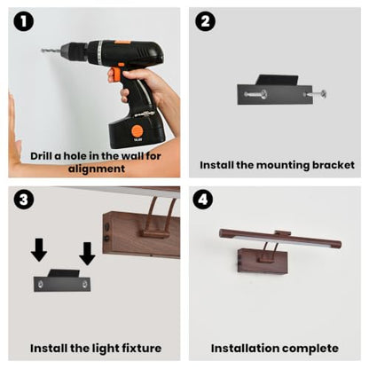 Battery Operated Picture Light for Wall,Walnut Finish 15.7-Inch - color: Walnut Finish, size: 15.7 Inch