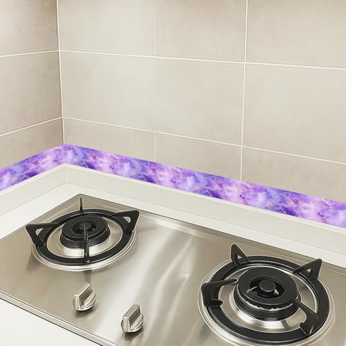 HOMETITUTE Peel and Stick Wallpaper Border 4x196in Purple Galaxy Pattern - color: Purple