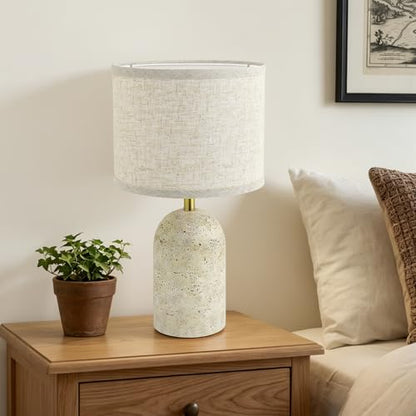 GyroVu Table Lamps Set of 2, Resin Bedside Lamps for Living Room Bedroom - color: Beige