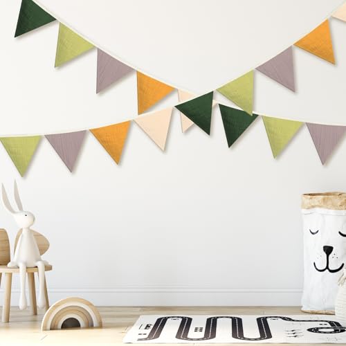 Oudain 2 Pcs Pennant Banner Flags Nursery Garland Triangle, Green Color - color: Green Color