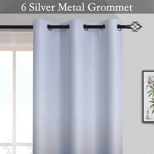 SimpleHome Ombre Gradient Blue White to Gray Curtains for Bedroom, 42Wx63L - color: Blue and White, size: 42"W x 63"L (Pack of 2)