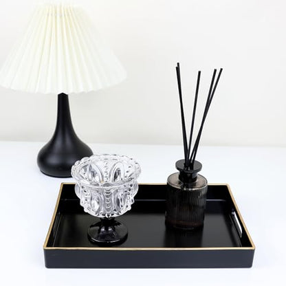 Spsyrine Black Bathroom Vanity Tray with Handles for Dresser Tops - color: Black