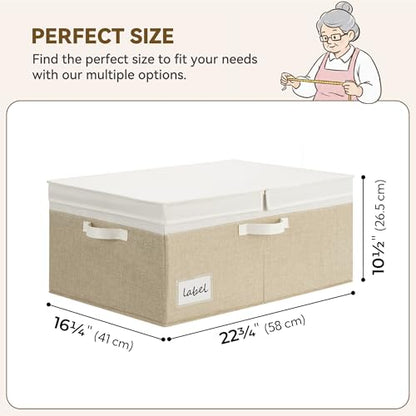 GRANNY SAYS Extra Large Storage Bins with Lids, Closet Bins, White&Khaki - color: White/Khaki, size: Extra Large - 1 Pack