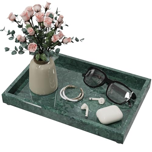 Rectangle Decorative Vanity Tray, 11.8x7.9x1.2 in, Emerald Green - color: Emerald Green