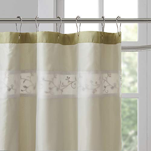 Madison Park Serene Shower Curtain for Bathroom, 72 x 72, Green - color: Green, size: 72"W x 72"L (Pack of 1)