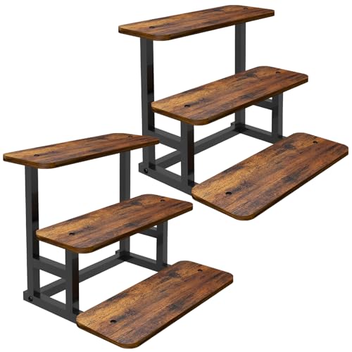 Lilybud--lily 3 Tier Cupcake Stand, Wooden Risers Display Stands Stepped Dessert Table Display Set with Metal Frame Tiered Tray Stand Serving Trays for Party Farmers Market Display 2 Pack - size: 3 Tier - 2 Pack