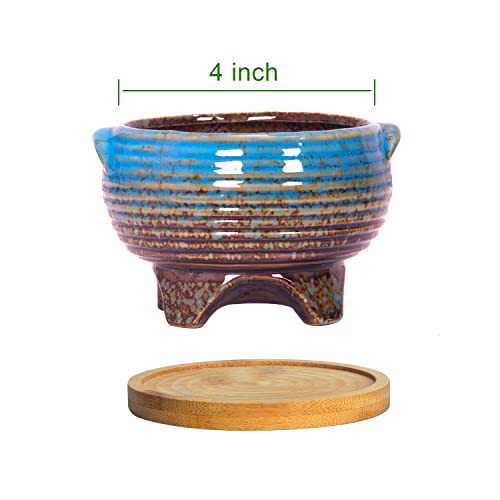 Succulent Pots, 4 Inch Small Plant Pots with Drainage Tray Set of 6 - color: Colorful - 4 Inch
