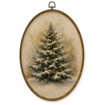 JMENGSSFL Christmas Tree Winter Rustic Oval Wall Art Hanging Decor 8.6x11.4 - color: Christmas-12