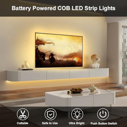 2 Pack 6.6Ft COB LED Strip Lights Battery Powered for Kitchen (Warm White) - color: COB Warm White