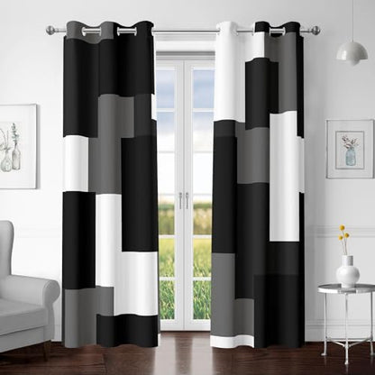 Tyrot Black White Grey Blackout Curtains for Bedroom Living Room 63 inch - color: Grey, size: 42"W x 63"L (Pack of 2)