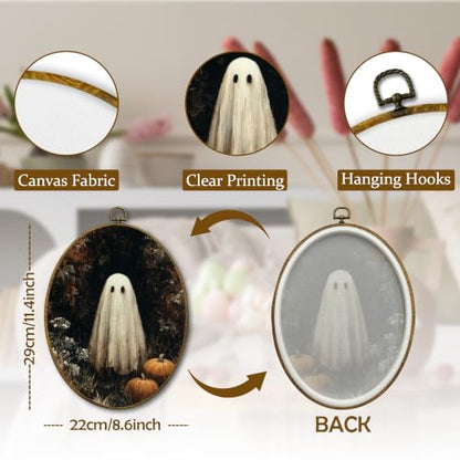 Mcehtle Halloween Ghost Pumpkin Wall Art Decor Framed 8.6x11.4 - color: Colour 21