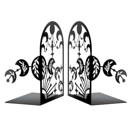 Peacoblue 5.5"x4.3"x8.3" Metal Bookends, Heavy Duty Book Ends for Shelves - style: Moon Phases