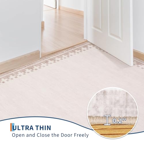 GarveeHome Living Room Rug 4x6 Washable Cross Bordered Soft Throw Carpet - color: Light Beige/Seashell, size: 4' x 6' (Rectangular)