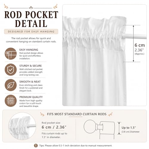 White Cotton Crochet Edge Window Valance, 18" L x 60" W, 2 Panels - color: White, size: 18"L x 60"W (Pack of 2)