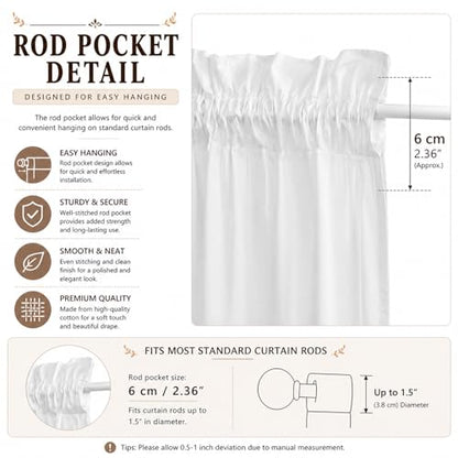 White Cotton Crochet Edge Window Valance, 18" L x 40" W, 2 Panels - color: White, size: 18"L x 40"W (Pack of 2)