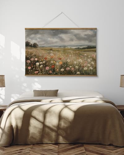 ARPEOTCY Extra Large Framed Wall Art, Colorful Wildflower Print, 36x54In - color: Sunny Flower Field