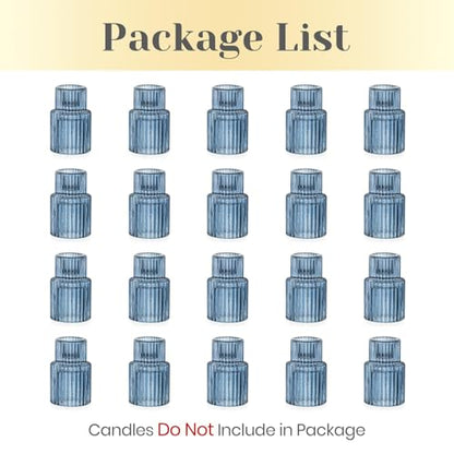 Hewory Glass Candlestick Holders Bulk, 20 PCS Blue Taper Candle Holders - color: Blue, size: 20PCS