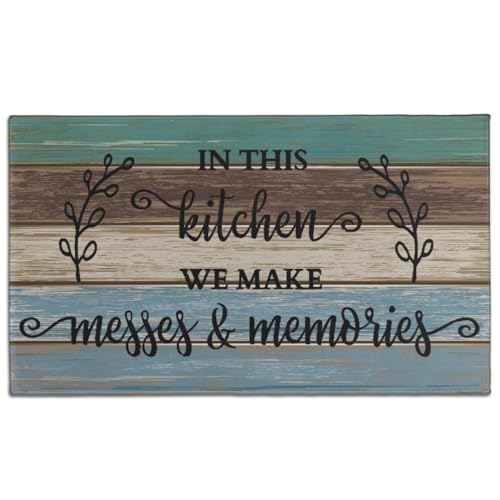 Farmhouse Kitchen Area Rugs Non Slip Kitchen Rugs and Mats Washable Kitchen Mats for Kitchen Floor Mat Carpet Runner Area Rug for Hallway Laundry Decor 20"x32" - color: Green-brown-blue, size: 1'8" x 2'8" (Rectangular)