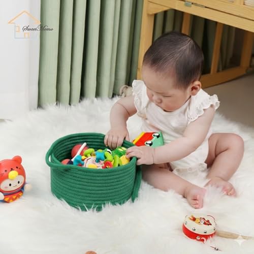 Small Gift Basket Empty to Fill with Gifts Bag & Ribbon, Green - color: Forest Green, size: 1 Pack
