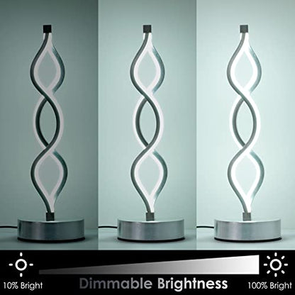 NUÜR Silver Infinity Spiral LED Table Lamp, Dimmable Bedside Lamp - color: Silver