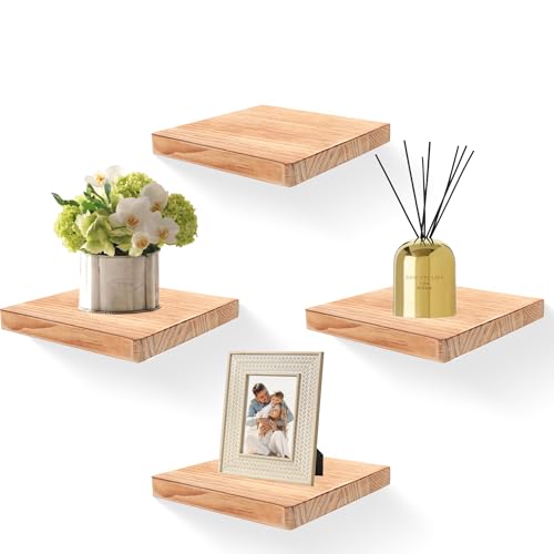 Small Floating Shelves for Wall Set of 4, 8 Inch Square,Carbonized Black - color: Carbonized Black, size: 8 Inch-4Pcs