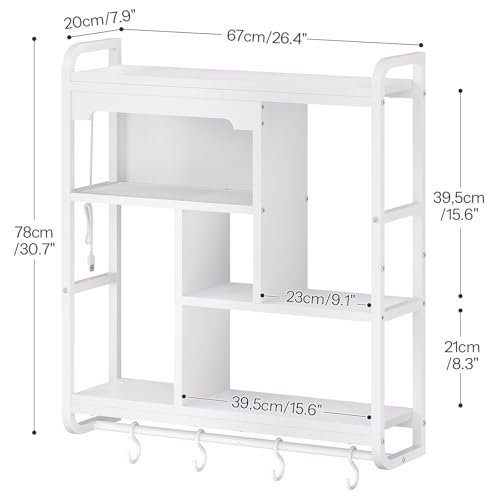 HOOBRO Gaming Floating Shelves for Wall, 26.4" LED wall Shelf Display Rack - color: White
