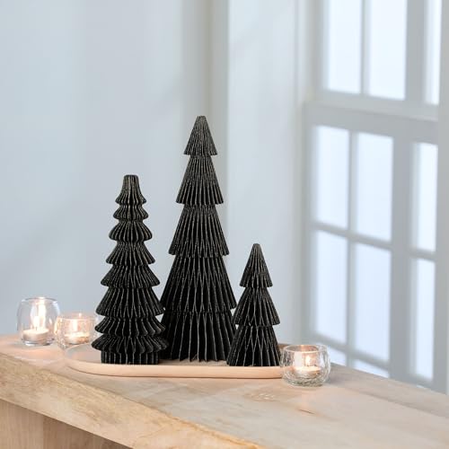 Winter Honeycomb Paper Trees, Set of 3 (Medium Set 3 Black) - color: Medium Set 3 Black