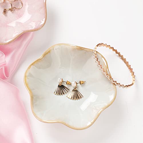Ceramic Jewelry Dish Tray, Ring Dish Holder,Trinket Tray,Small Key Bowl - color: White, size: 4.3 inches