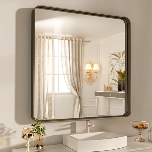 WEER Bronze Bathroom Vanity Mirror 36X30 Inch - color: Bronze, size: 36"L x 30"W