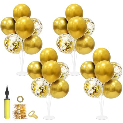 ZJDHPTY Gold Birthday Decorations, 4 Set Balloon Stand with Gold Balloons - color: Gold 4