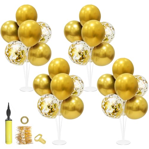 ZJDHPTY Gold Birthday Decorations, 4 Set Balloon Stand with Gold Balloons - color: Gold 4