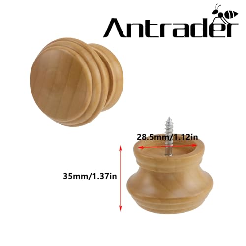 Antrader Finials for Curtain Rods,Wood Curtain Rod Finial,4Pcs - color: Wood Color-4Pcs