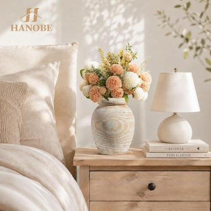 Hanobe Solid Wood Vase for Dried Flowers, 9" Decorative Table Vase