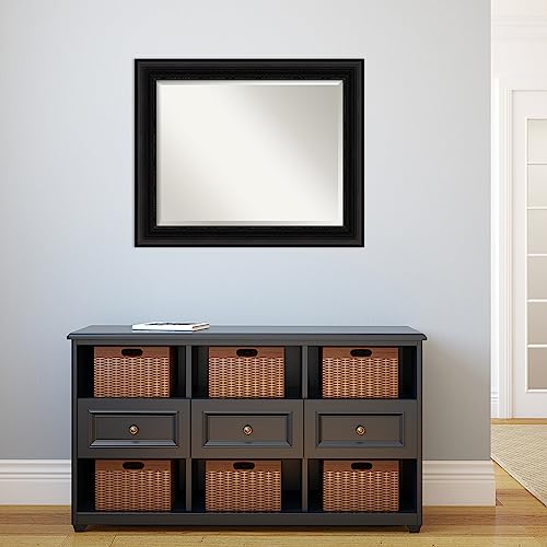 Amanti Art 오버 싱크대용 블랙 욕실 거울, 71.1 x 86.4cm(28 x 34인치) 팔러 블랙 직사각형 화장대 거울, 대형 전통 프레임, 수평 및 수직으로 걸 수 있음, 욕실 벽 장식, 경사진 가장자리 - color: 팔러 블랙, size: 34"L x 28"W