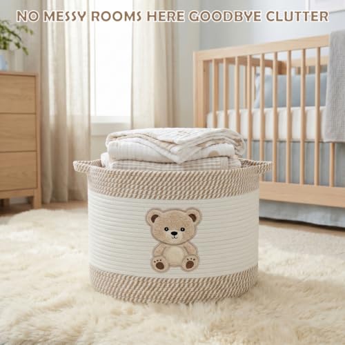Baby Laundry Basket for Nursery, Large 15”x12”Tedy Bear Storage Baskets - color: Bear