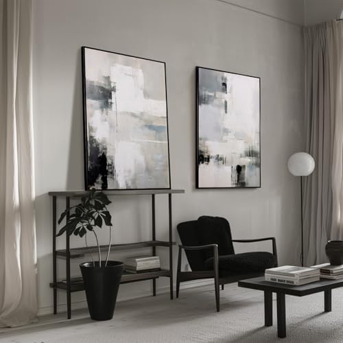 SAFERRYHOME Neutral Abstract Hand Painted Wall Art, 24x36 Inches, Set of 2 - color: Grey Abstract, size: 24" x 36" x 2 Panel Framed