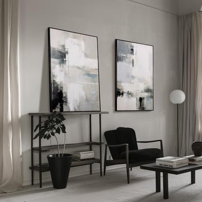 SAFERRYHOME Neutral Abstract Hand Painted Wall Art, 24x36 Inches, Set of 2 - color: Grey Abstract, size: 24" x 36" x 2 Panel Framed