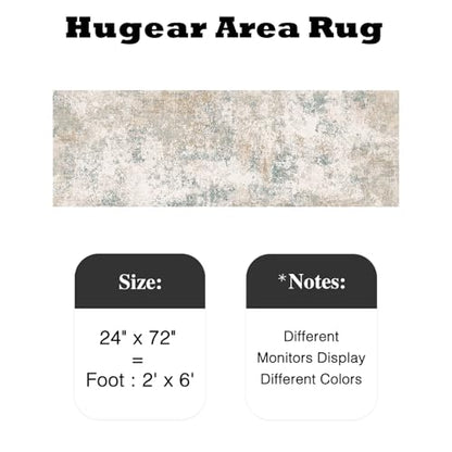 HUGEAR 2x6 Beige Blue Abstract Washable Runner Rug for Hallway - color: Beige/Blue, size: 2' x 6' (Runner)