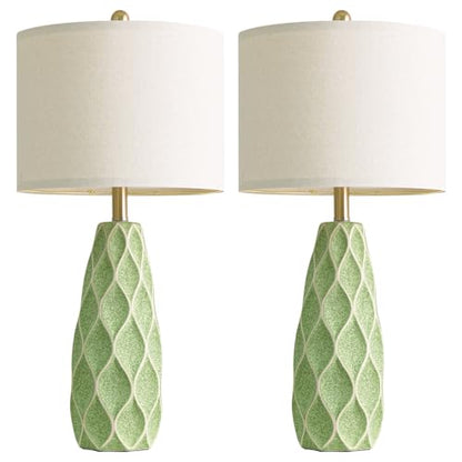 Ceramic Table Lamps Set of 2, 27.5" Green Lamps for Bedroom Living Room - color: Green, size: Large - 27.5’‘