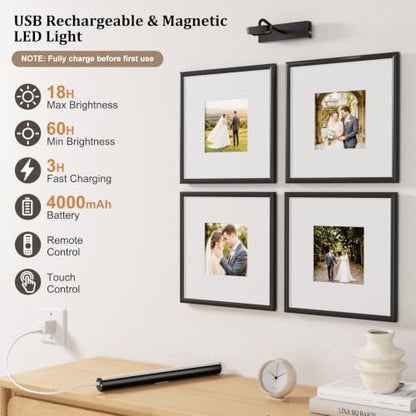 Picture Light for Wall, 4000mAh, 13.8 Inch, 2 Pack, Black - color: Black